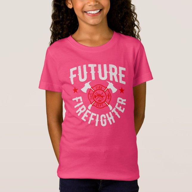 Future firefighter girls cute typography lettering T-Shirt (Front)
