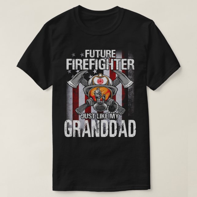 Future Firefighter Like My GRANDDAD US Flag T-Shirt (Design Front)