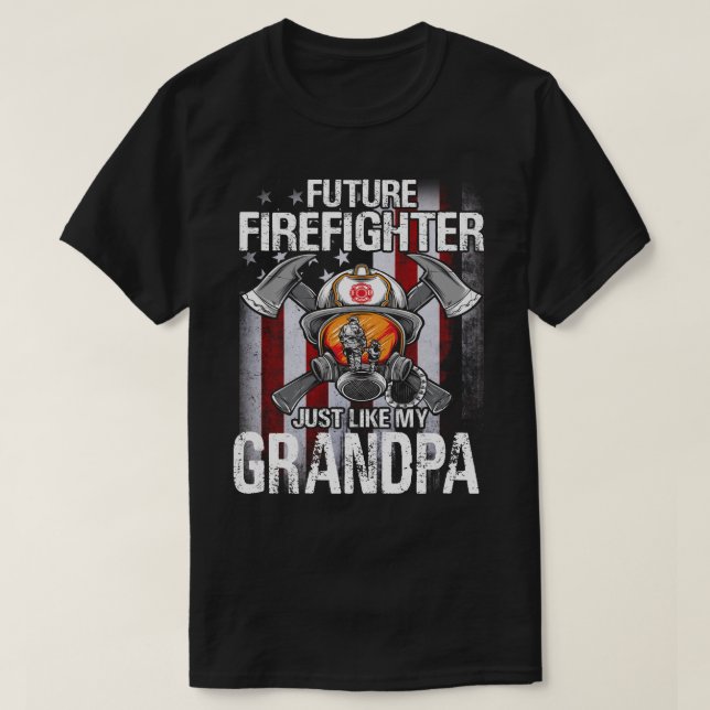 Future Firefighter Like My GRANDPA US Flag T-Shirt (Design Front)
