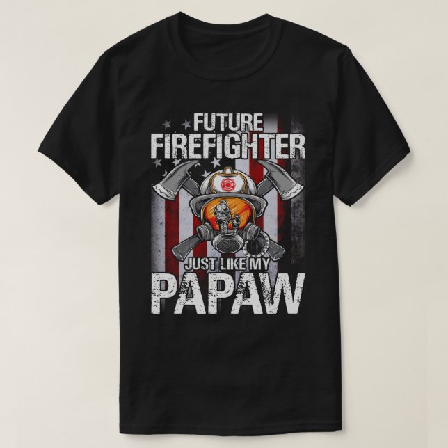 Future Firefighter Like My PAPAW US Flag T-Shirt (Design Front)