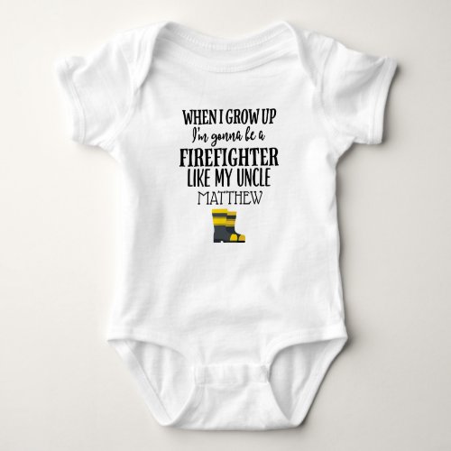 Future Firefighter Like My Uncle Personalized Baby Bodysuit