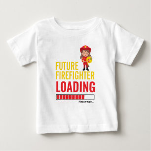 Future Firefighter Loading Cute Girl Personalized Baby T-Shirt