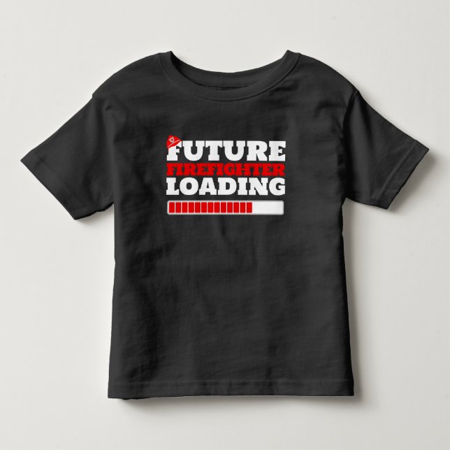 Future Firefighter Loading Kids Black T-shirt (Front)