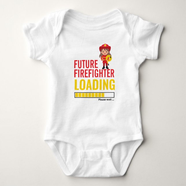 Future Firefighter Loading Modern Personalized Baby Bodysuit (Front)