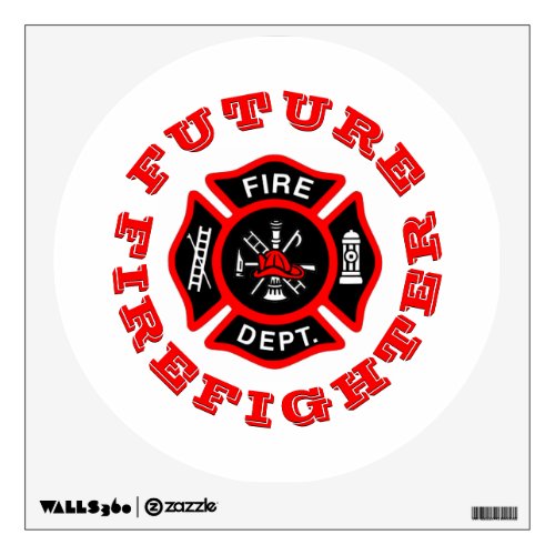 Future Firefighter Maltese Cross Kids Wall Sticker