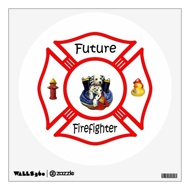 Future Firefighter Red Maltese Wall Sticker (Front)