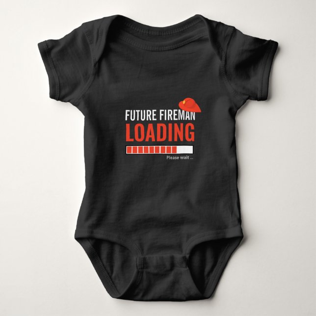 Future Fireman Loading Cute Funny Personalized Boy Baby Bodysuit (Front)