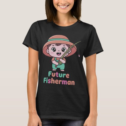 Future Fisherman Cute Baby Angler Cartoon T-Shirt