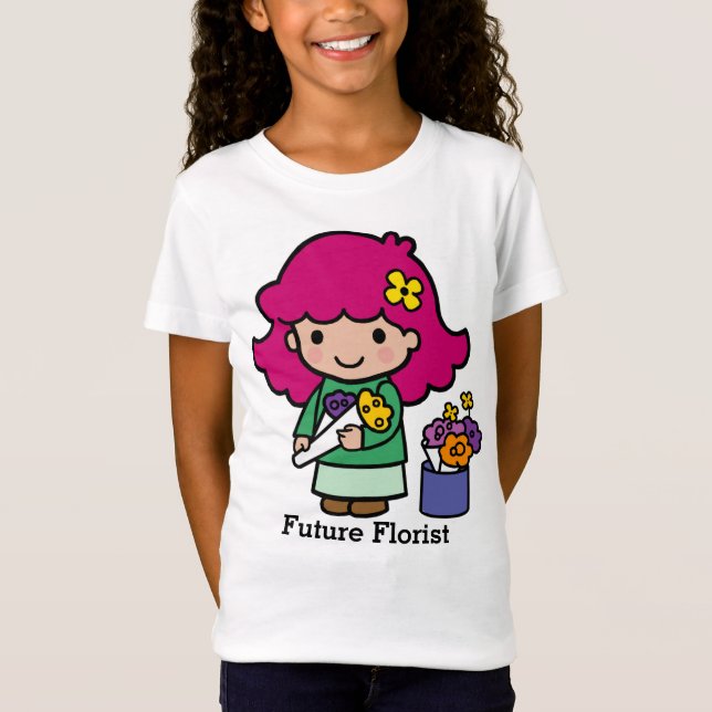Future Florist Girl with Flowers T-Shirt (Front)