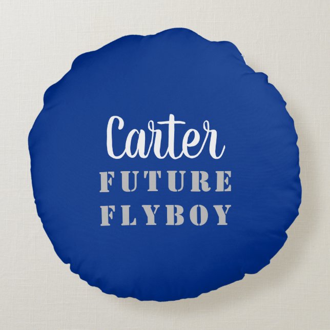 Future Flyboy Military Personalized Round Pillow (Back)