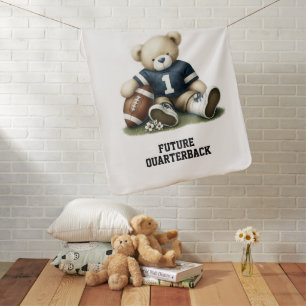 Future Football Player Teddy Bear Baby Blanket
