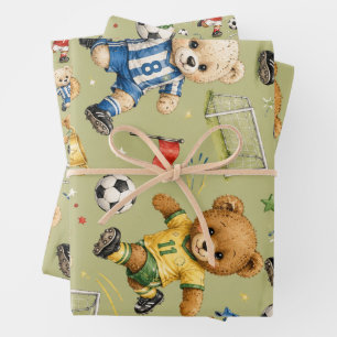 Future Footie Star Team Teddy Wrapping Paper Sheets