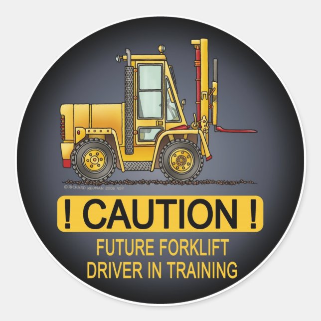 Future Forklift Truck Driver Kids Sticker (Front)
