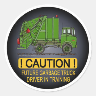 Future Garbage Truck Green Driver Kids Sticker