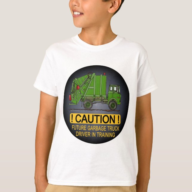Future Garbage Truck Green Driver Kids T-Shirt (Front)