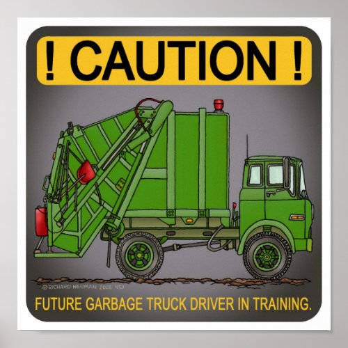 Future Garbage Truck Green Driver Poster Print