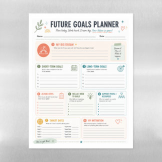 Future Goals Planner Magnetic Dry Erase Sheet