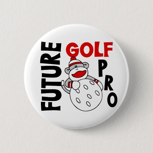 Future Golf Pro Sock Monkey Pinback Button (Front)