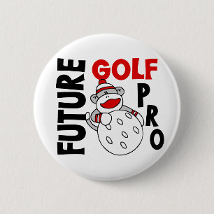 Future Golf Pro Sock Monkey Pinback Button