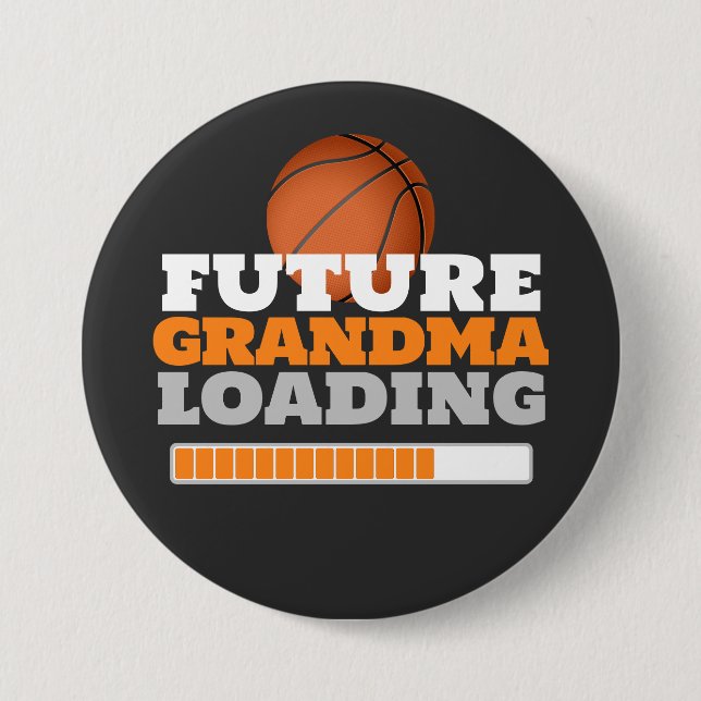 Future Grandma Loading Basketball Baby Shower Button (Front)