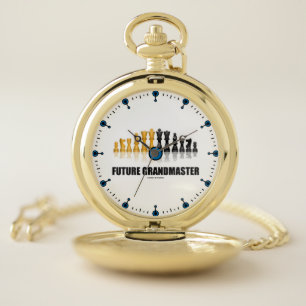 Future Grandmaster Reflective Chess Set Pieces Pocket Watch