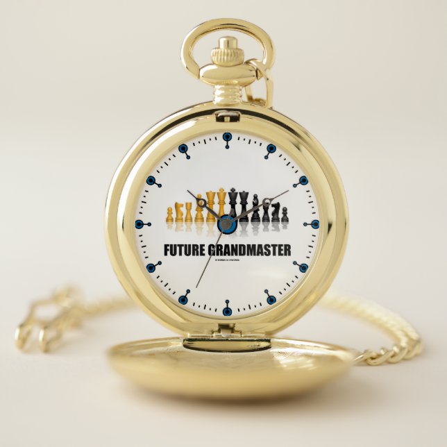 Future Grandmaster Reflective Chess Set Pieces Pocket Watch (Inside)