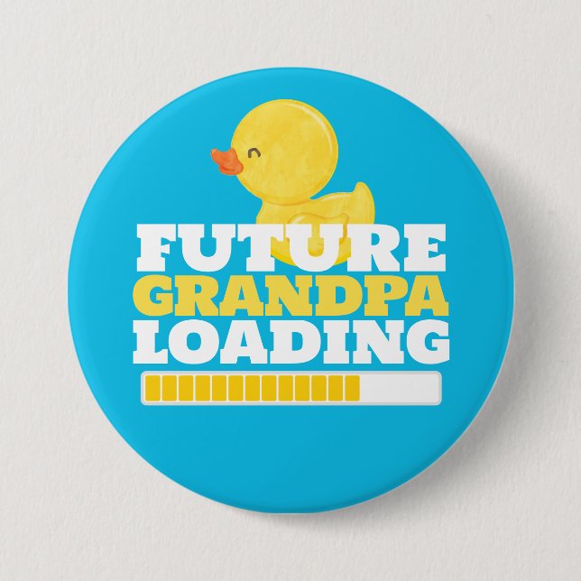 Future Grandpa Loading Duck Baby Shower Button (Front)