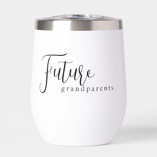 Future Grandparents Pregnancy Reveal Thermal Wine Tumbler (Front)