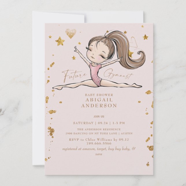 Future Gymnast Blush Baby Shower Invitation (Front)