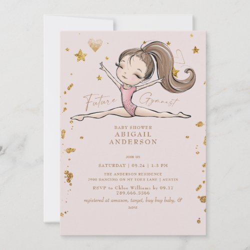 Future Gymnast Blush Baby Shower Invitation