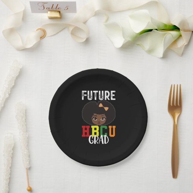 Future HBCU Grad Girl Graduation Black College Paper Plates (Wedding)