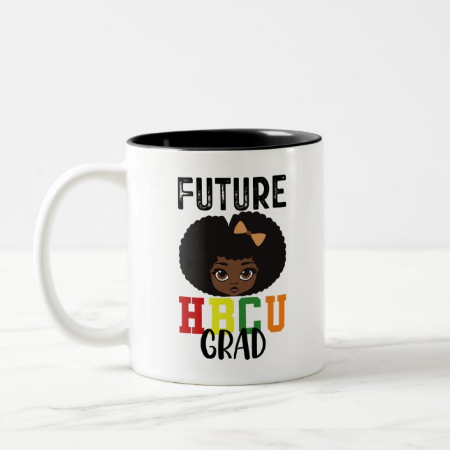 Future HBCU Grad Girl Graduation Black College Two-Tone Coffee Mug (Left)