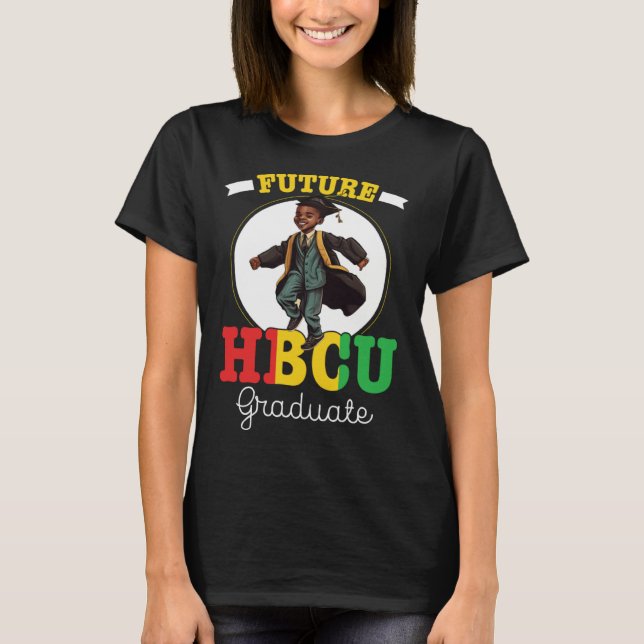 Future HBCU Grad History Black College Youth Black T-Shirt (Front)