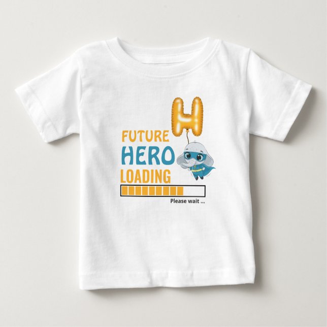 Future Hero Loading Funny Elephant Birthday Gifts Baby T-Shirt (Front)