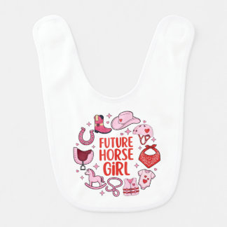 Future Horse Girl Pink Cowgirl Baby Bib