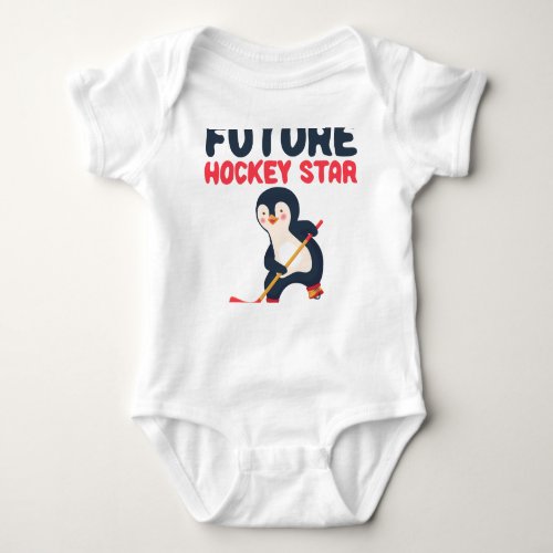 Future Ice Hockey Star Baby Boy Girl Penguin Baby Bodysuit