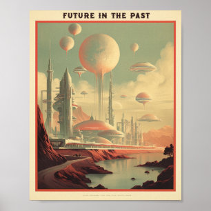 "Future in the past". Cityscape vintage poster