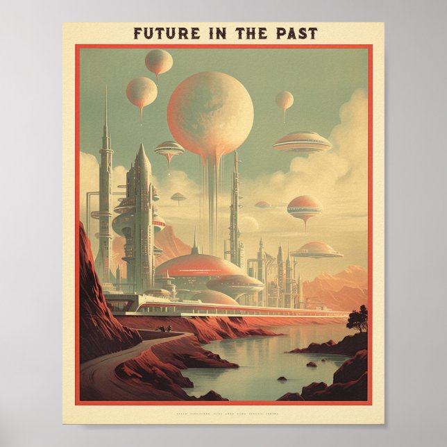"Future in the past".  Cityscape vintage poster (Front)