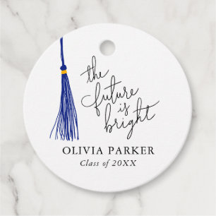 Future is Bright Blue Tassel Grad Party Favor Tags
