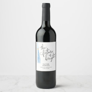Future Is Bright Light Blue Tassel Grad Party Wine Label