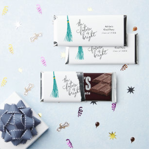 Future Is Bright Quote Teal Tassel Modern Hershey Bar Favors