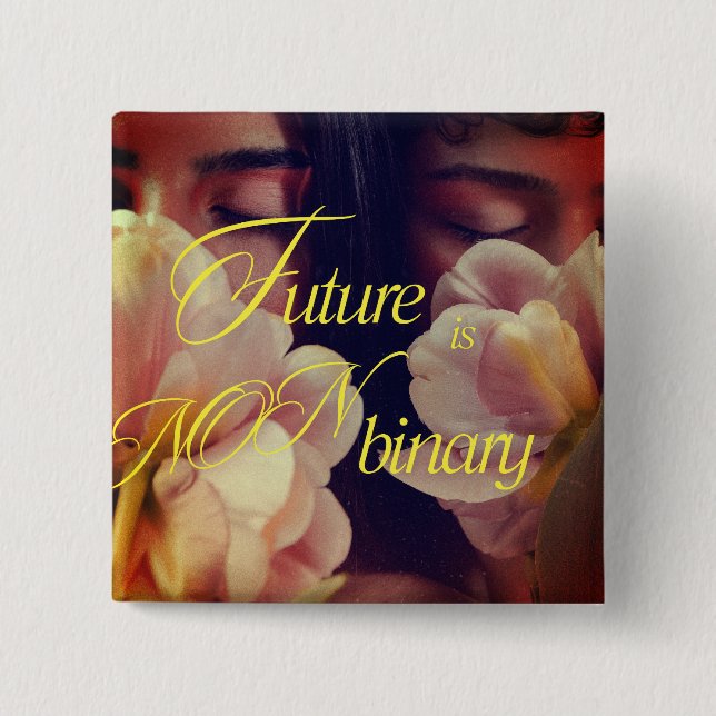 Future is Non-binary Floral Sticker Button (Front)