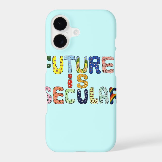 FUTURE IS SECULAR cartoon letters Iphone Case (Back)