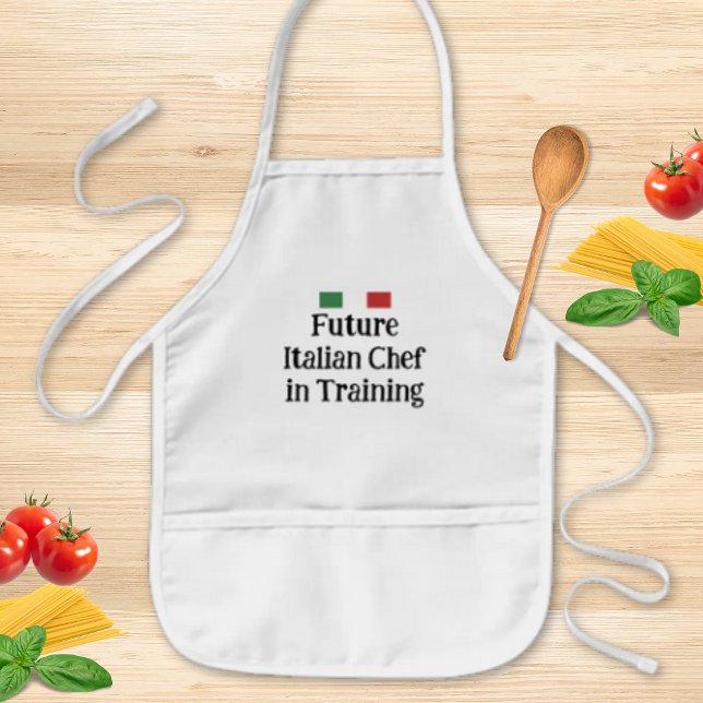Future Italian Chef in Training Editable Kids' Apron (Editable "Future Italian chef in Training" with Italian Flag Kids' Apron)