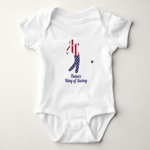 Future King of Swing  American Flag Golf Player Baby Bodysuit