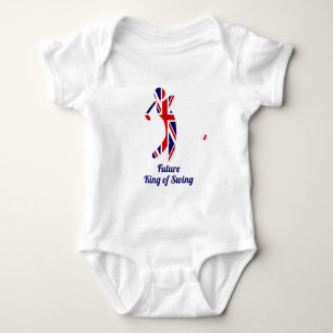 Future King of Swing   Union Jack Flag Golf Player Baby Bodysuit