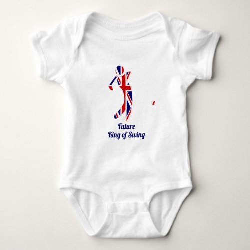 Future King of Swing  Union Jack Flag Golf Player Baby Bodysuit