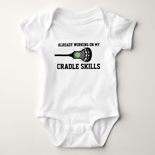 Future Lacrosse Player Baby Funny Cradle Skills Ba Bodysuit (Front)