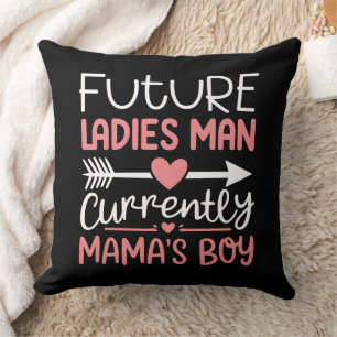Future Ladies Main Currently Mama's Boy Valentines Throw Pillow