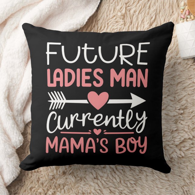 Future Ladies Main Currently Mama's Boy Valentines Throw Pillow (Blanket)